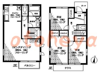 楽器可の賃貸物件 3 LDK 31.5万円の図面１