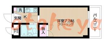 防音室のある楽器可 賃貸物件 1 K 6.9万円の図面１