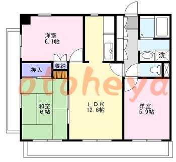 楽器可の賃貸物件 3 LDK 11.6万円の図面１