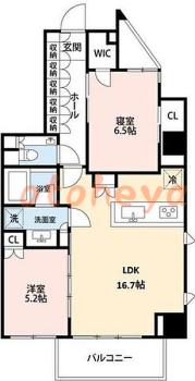 グランドピアノ可の賃貸物件 2 LDK 47万円の図面１