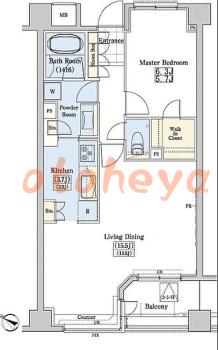 楽器可の賃貸物件 1LDK 21万円の図面１