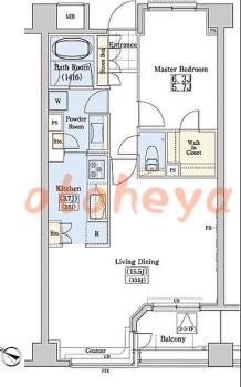 グランドピアノ可の賃貸物件 1 LDK 19.4万円の図面１