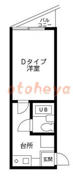 防音室のある楽器可 賃貸物件 1 K 4.9万円の図面１