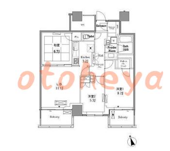 グランドピアノ可の賃貸物件 3 LDK 40.5万円の図面１