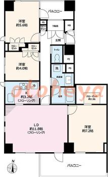 防音室のある楽器可 賃貸物件 3 LDK 33万円の図面１