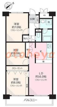 防音室のある楽器可 賃貸物件 3 LDK 31万円の図面１