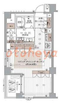 楽器可の賃貸物件 1 LDK 9.5万円の図面１
