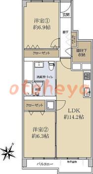防音室のある楽器可 賃貸物件 2 LDK 17.9万円の図面１