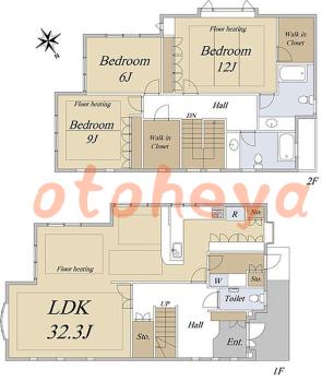 楽器可の賃貸物件 3 LDK 79万円の図面１