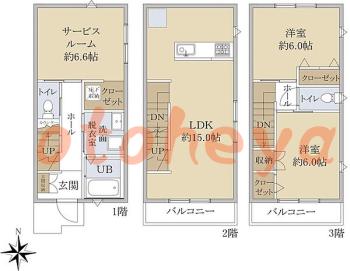 防音室のある楽器可 賃貸物件 2 SLDK 23万円の図面１