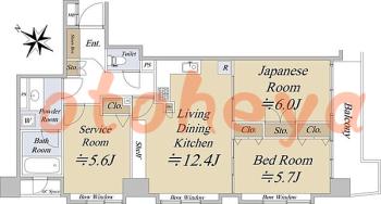 楽器可の賃貸物件 2 SLDK 22万円の図面１