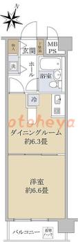 防音室のある楽器可 賃貸物件 1 DK 9万円の図面１