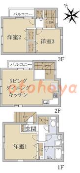 防音室のある楽器可 賃貸物件 3 LDK 13万円の図面１