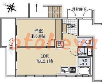 防音室のある楽器可 賃貸物件 1 LDK 15万円の図面１