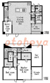 物件 2 SLDK 58万円の図面１