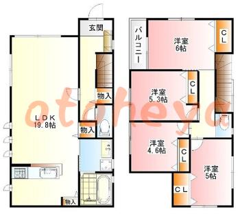 楽器可の賃貸物件 4 LDK 18万円の図面１