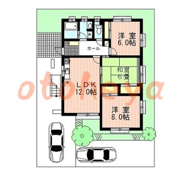 楽器可の賃貸物件 3 LDK 13.8万円の図面１