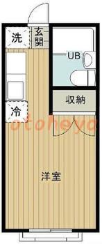 楽器可の賃貸物件 1 R 2.5万円の図面１
