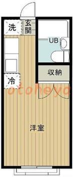 楽器可の賃貸物件 1 R 2.7万円の図面１