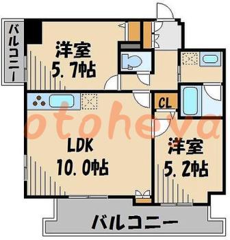 tokyo23物件 2LDK 16.6万円の図面１