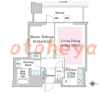 防音室のある楽器可 賃貸物件 1 LDK 29.9万円の図面１