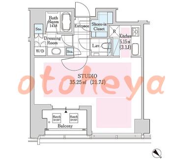楽器可の賃貸物件 1 R 50万円の図面１