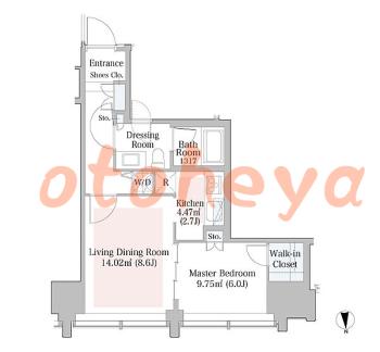 グランドピアノ可の賃貸物件 1 LDK 31万円の図面１