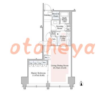防音室のある楽器可 賃貸物件 1 LDK 41.5万円の図面１