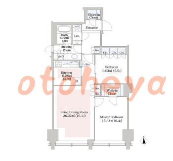楽器可の賃貸物件 2 LDK 49万円の図面１