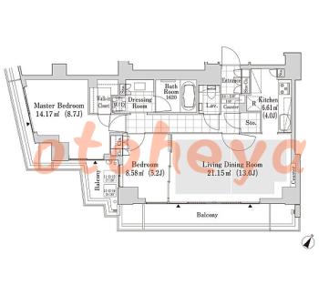 防音室のある楽器可 賃貸物件 2 LDK 68万円の図面１