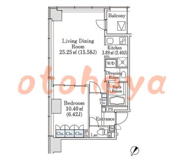 楽器可の賃貸物件 1 LDK 38万円の図面１