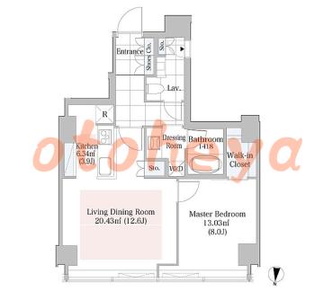 楽器可の賃貸物件 1 LDK 56万円の図面１