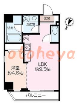 防音室のある楽器可 賃貸物件 1 LDK 11.9万円の図面１