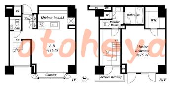 reikin物件 1LDK 80万円の図面１