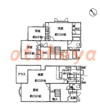 楽器可の賃貸物件 3 LDK 79万円の図面１