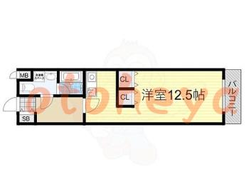 防音室のある楽器可 賃貸物件 1 R 8万円の図面１