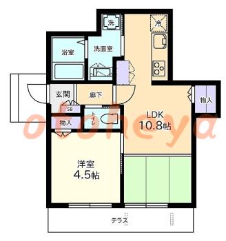 グランドピアノ可の賃貸物件 1 LDK 13万円の図面１