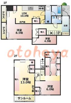 楽器可の賃貸物件 4 SLDK 28万円の図面１