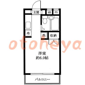 防音室のある楽器可 賃貸物件 1 K 4.8万円の図面１