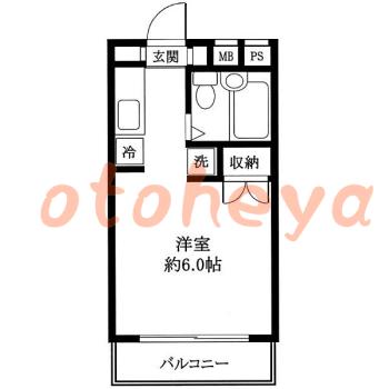 楽器可の賃貸物件 1 K 4.7万円の図面１