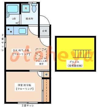 防音室のある楽器可 賃貸物件 1 DK 9.9万円の図面１