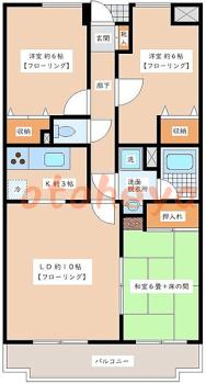 楽器可の賃貸物件 3 LDK 13.5万円の図面１