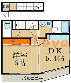 楽器可の賃貸物件 1 DK 5.9万円の図面１