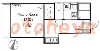 楽器可の賃貸物件 1 K 13.5万円の図面１