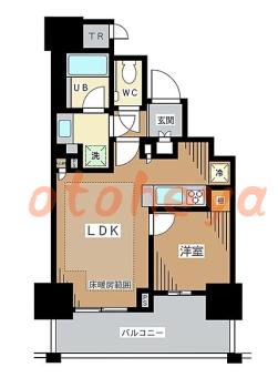 楽器可の賃貸物件 1 LDK 14.3万円の図面１