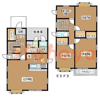 防音室のある楽器可 賃貸物件 3 SLDK 26万円の図面１