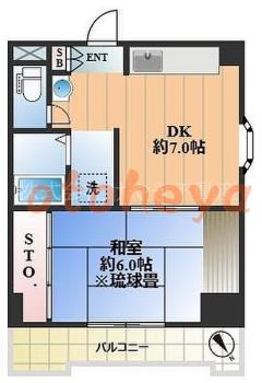 防音室のある楽器可 賃貸物件 1 DK 8.2万円の図面１
