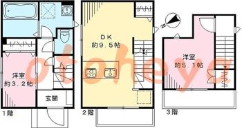防音室のある楽器可 賃貸物件 2 DK 19万円の図面１