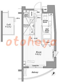 楽器可の賃貸物件 1 K 14.1万円の図面１