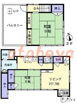 防音室のある楽器可 賃貸物件 3 K 14万円の図面１